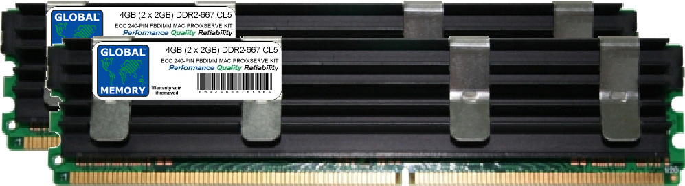 4GB (2 x 2GB) DDR2 667MHz PC2-5300 240-PIN ECC FULLY BUFFERED DIMM (FBDIMM) MEMORY RAM KIT FOR MAC PRO (ORIGINAL/ MID 2006)